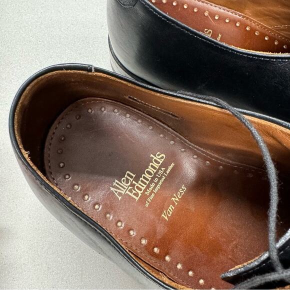 Allen Edmonds Black Leather Oxford Loafers Mens 9.5 Dress Shoes Lace Up Formal main image 8